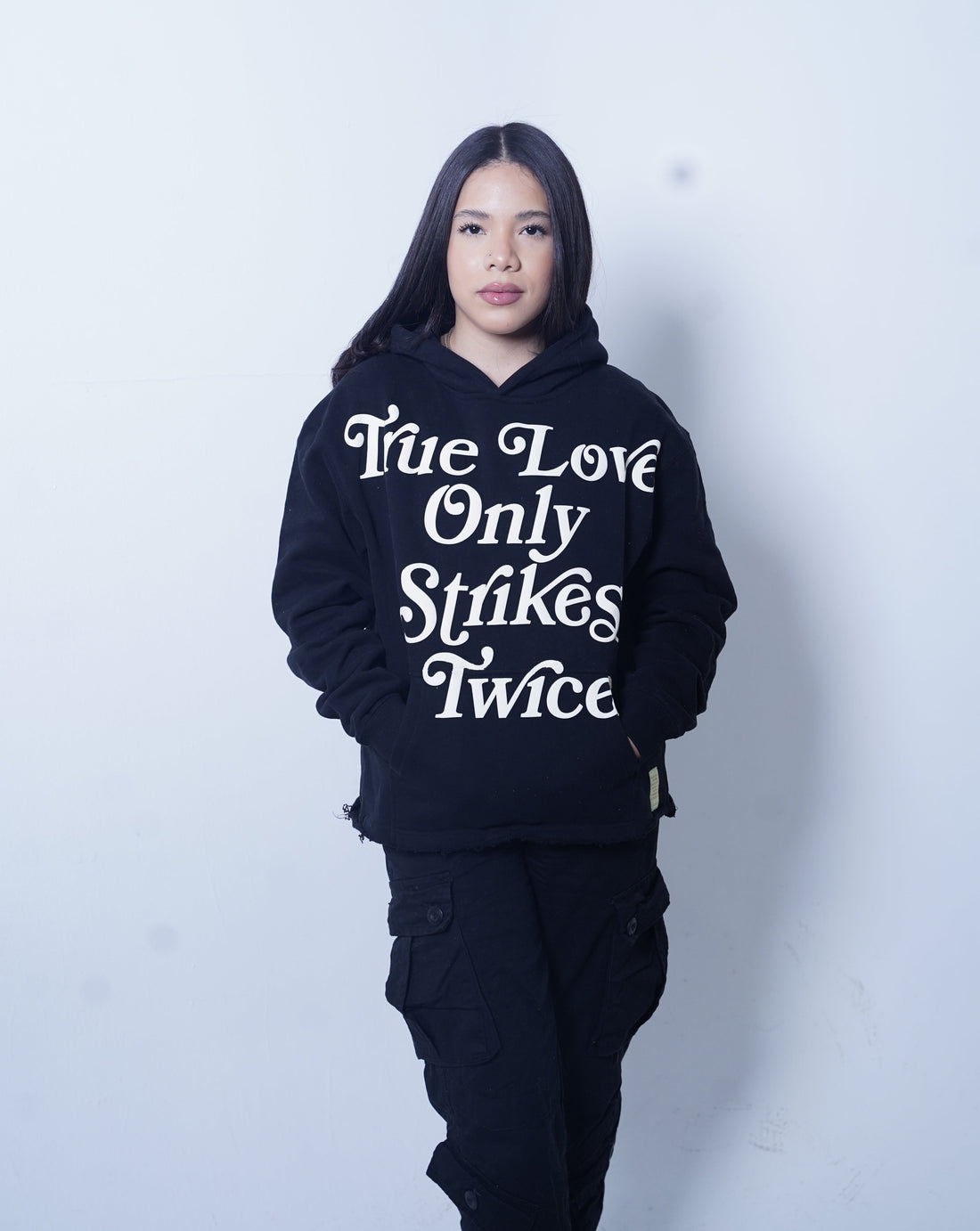 “True Love Only Strikes Twice” Cropped Hoodie